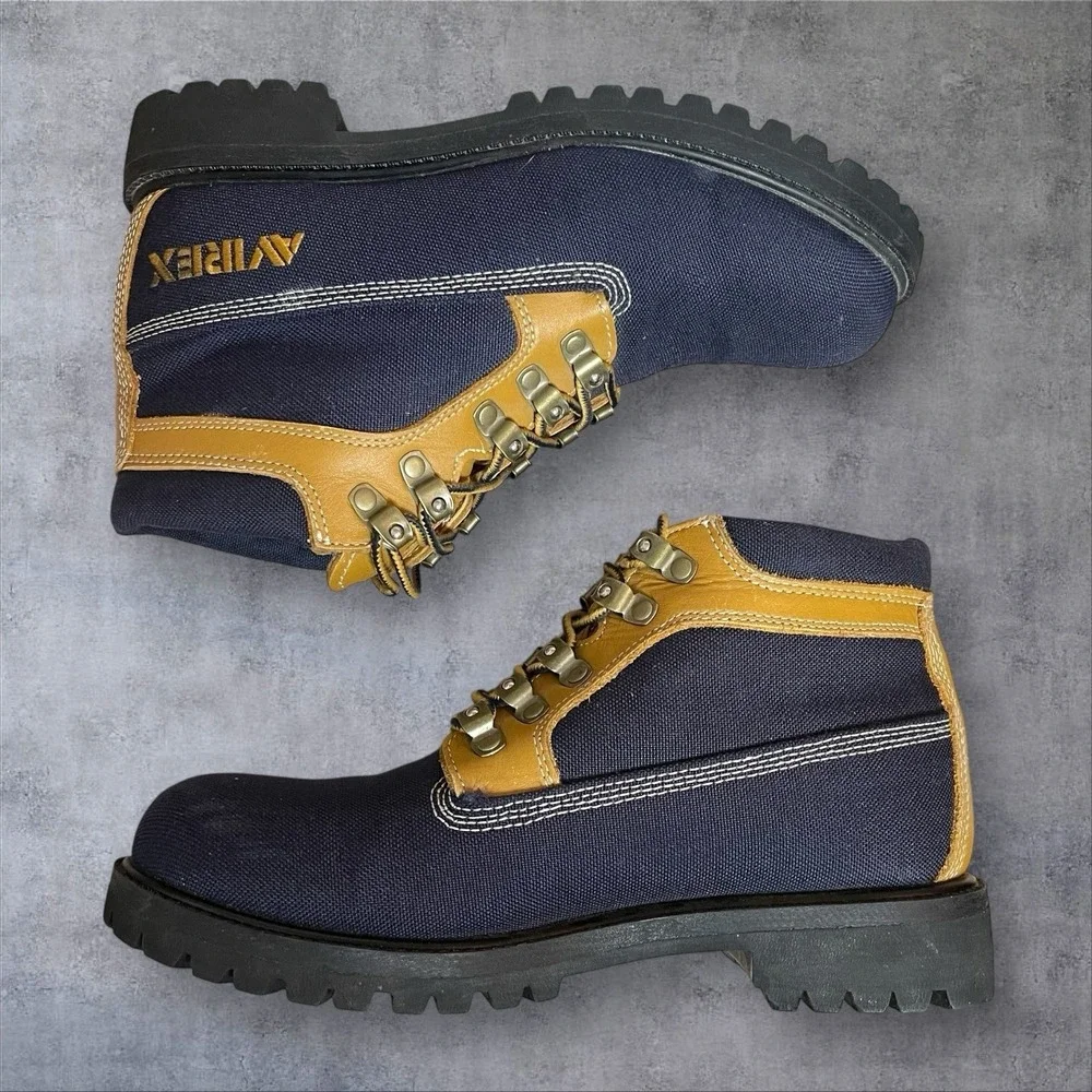 Vintage Avirex Lace Up Chukka Boots Mens‎ 8 Y2K Grunge Hip Hop Leather Canvas